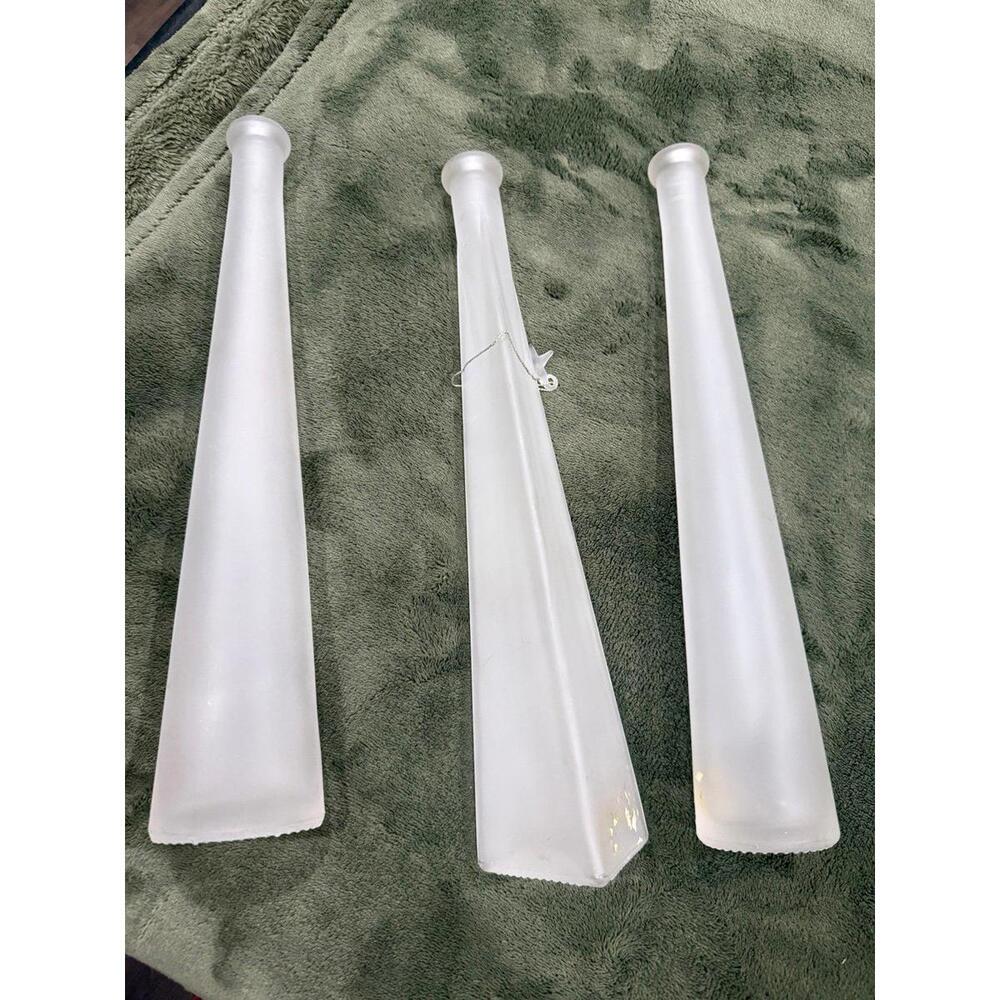 Lot of 3 VTG Frosted hand blown glass bottles